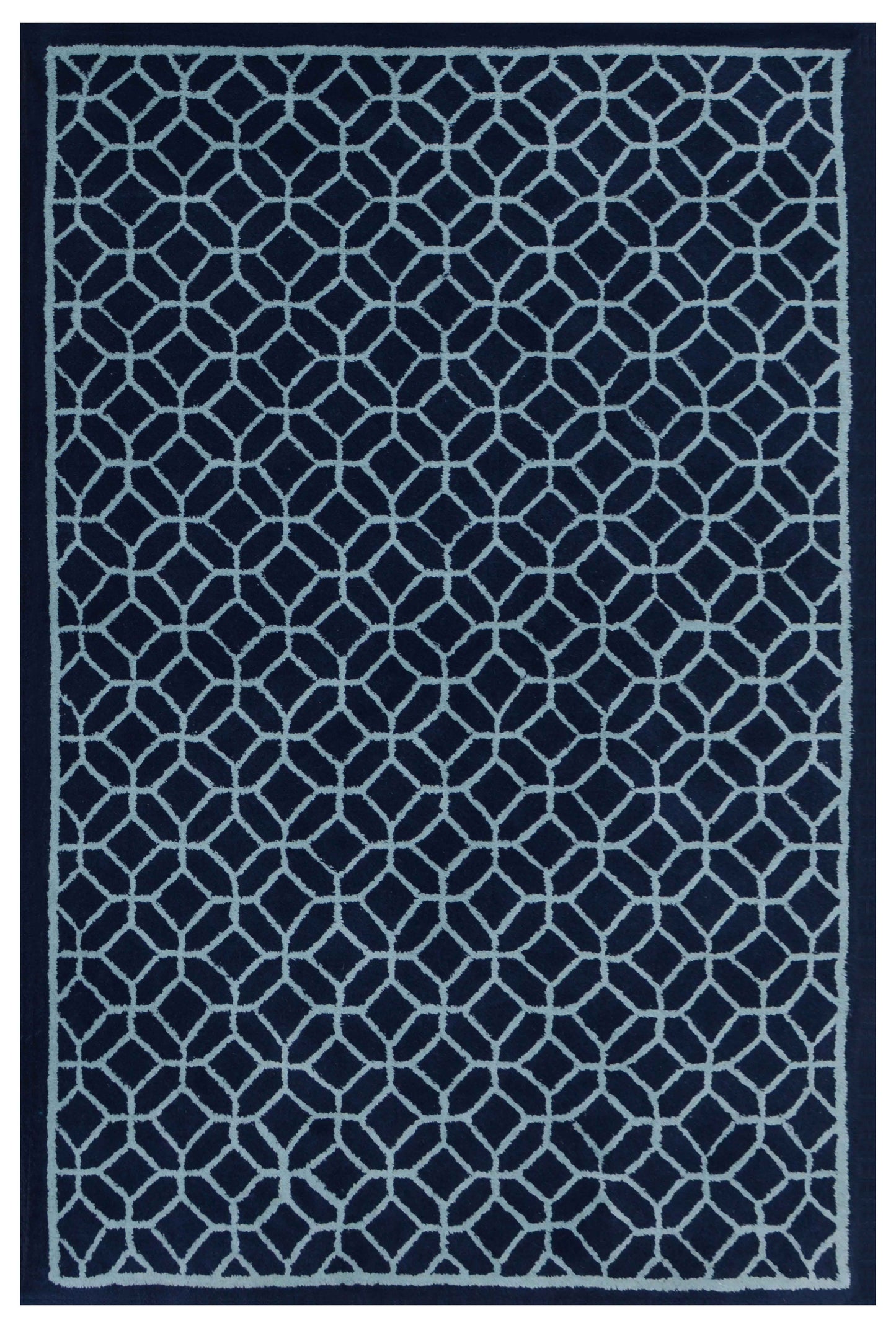Blue Hand Tufted Wool Carpet - ICHT1159