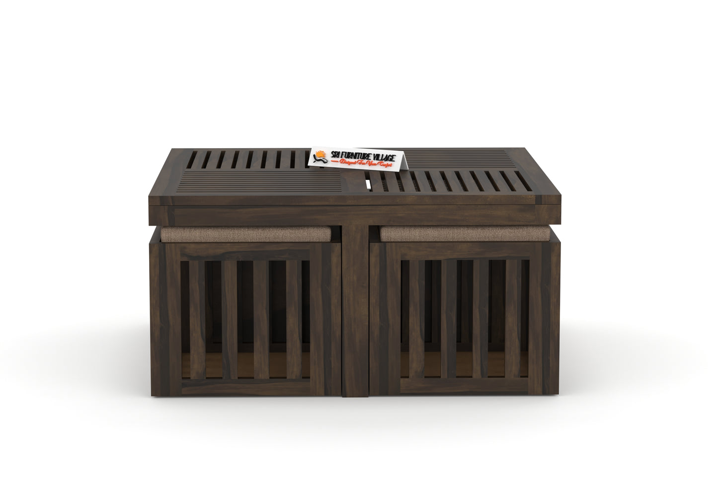 ZenFour Center Table with 4 stools - (Stone Finish) - 7078