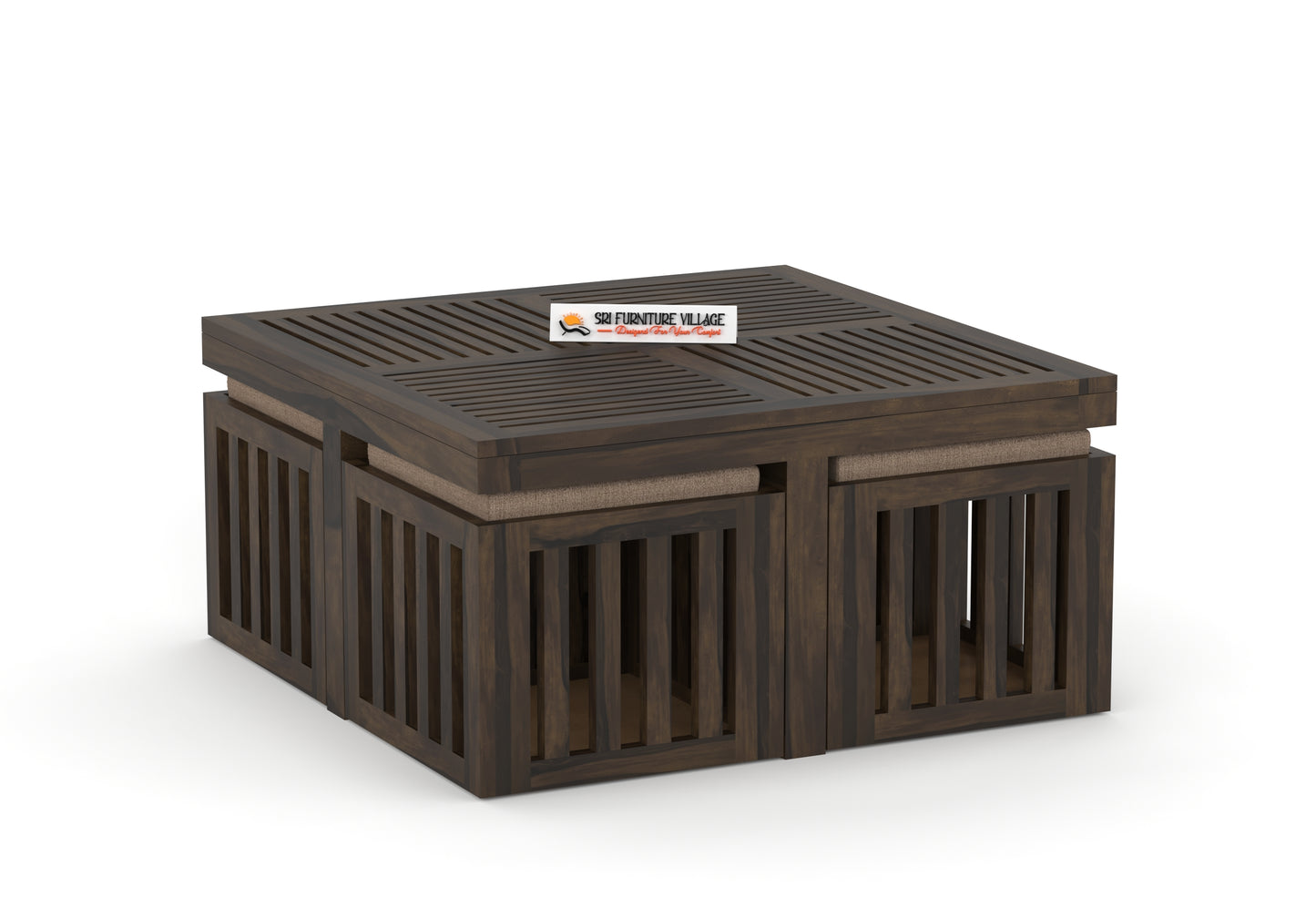 ZenFour Center Table with 4 stools - (Stone Finish) - 7078