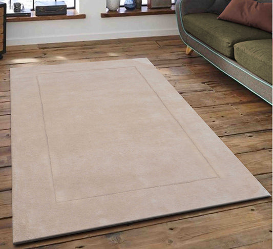 Beige Hand Tufted Wool Carpet  - ICHT1173