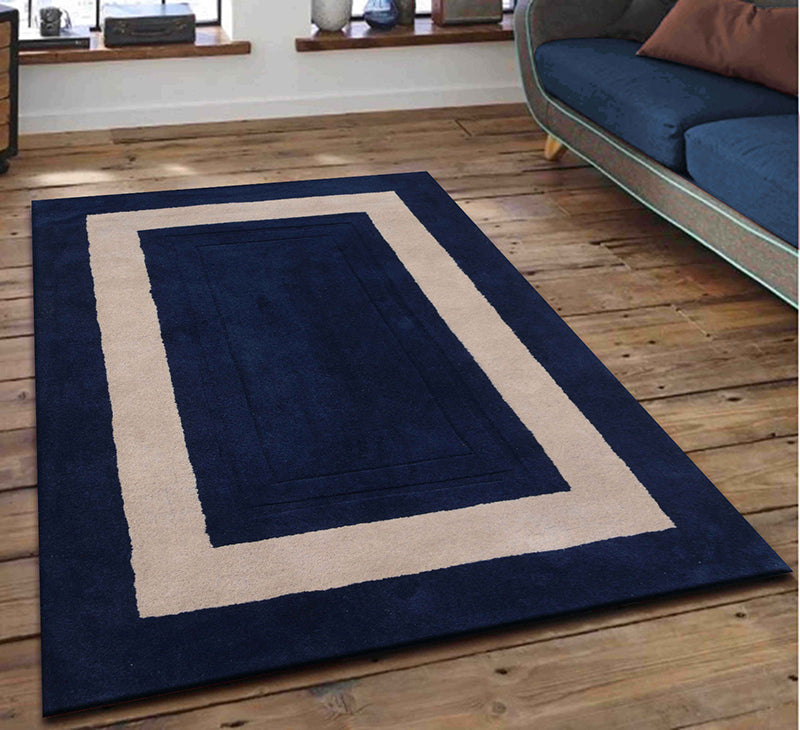 Blue Hand Tufted Wool Carpet - ICHT1149