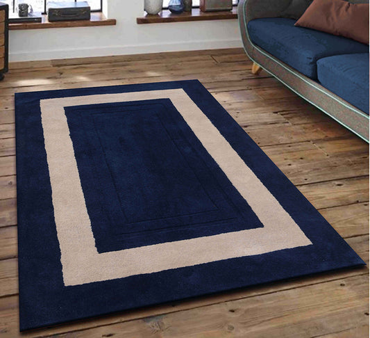 Blue Hand Tufted Wool Carpet - ICHT1149